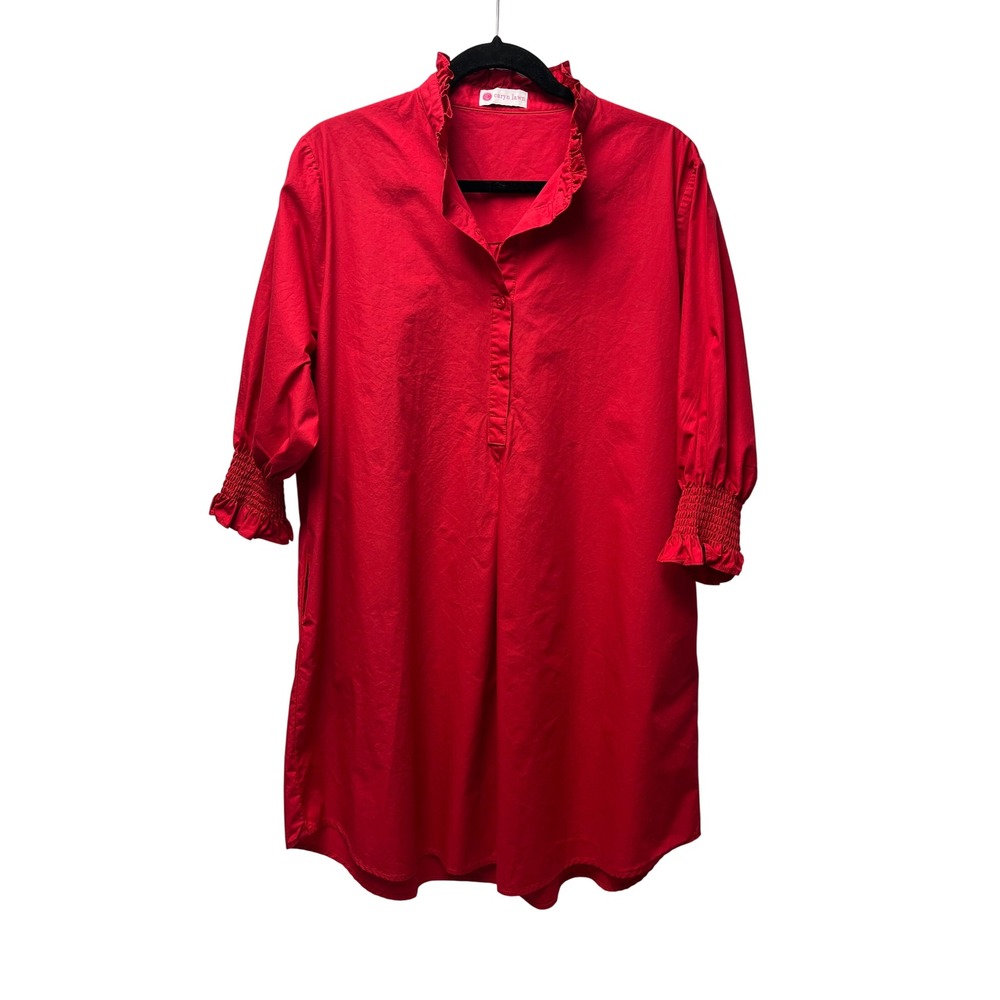 Caryn Lawn Kimberly Popover Dress OS Red Cotton Poplin Coastal Preppy
Minimalist